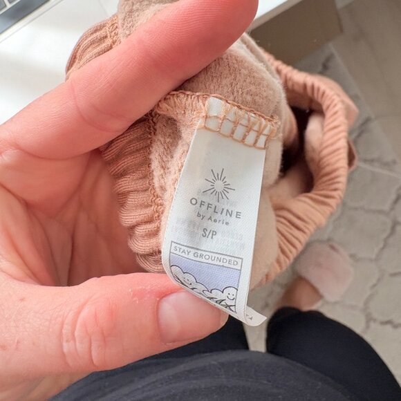 Aerie Offline Ott Fleece Super Wide Leg Lounge Sweat Pant Beach Tan Size Small - Picture 9 of 11